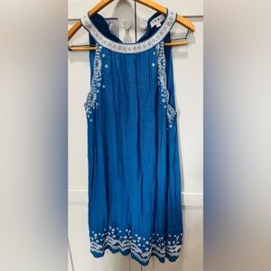 NWT THML Stitch Fix Blue White Eyelet Floral Embroidered Shift Dress Size XXL